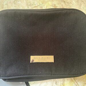 BVLGARI Parfums Empty Travel Black Bag Cosmetic Travel Pouch Luxury 9" x 6" x 1"